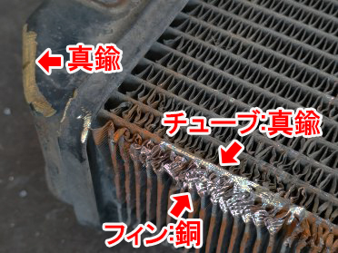 真鍮/半銅ラジエタースクラップ買取の例/銅製または真鍮製のフィンとチューブ
